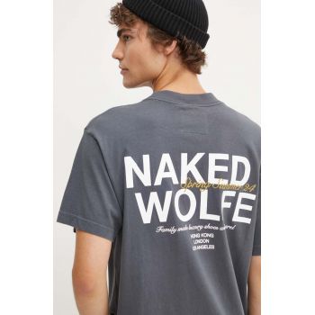 Naked Wolfe tricou din bumbac barbati, culoarea gri, cu imprimeu, classic.tee