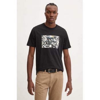 PS Paul Smith tricou din bumbac barbati, culoarea negru, cu imprimeu, M2R.011R.NP4811