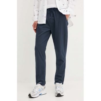 Tommy Jeans pantaloni barbati, culoarea albastru marin, neted, DM0DM19487