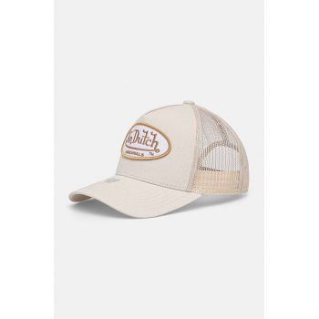 Von Dutch sapca TRUCKER BOSTON culoarea bej, cu imprimeu, 7030442