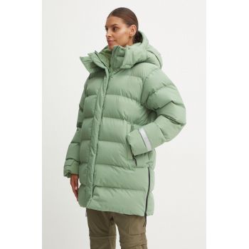 Helly Hansen geaca femei, culoarea verde, de iarna