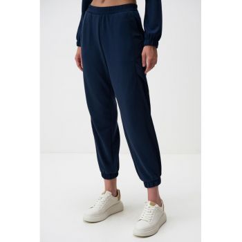 Pantaloni sport crop din amestec de modal