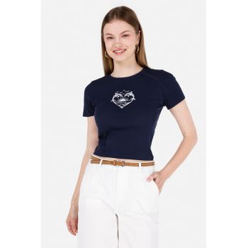 Tricou crop cu detaliu grafic