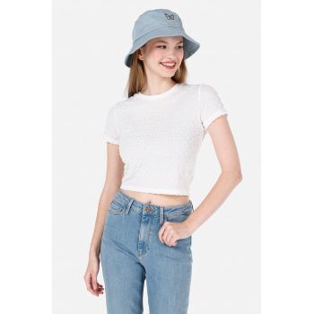 Tricou crop texturat Popcorn