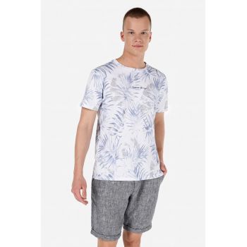 Tricou din bumbac cu model tropical