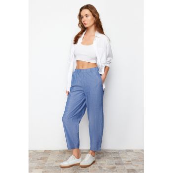 Pantaloni conici din chambray cu buzunare laterale