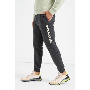 Pantaloni de trening din amestec de bumbac cu imprimeu logo lateral