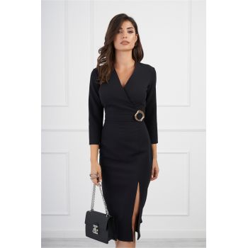 Rochie Lavinia neagra cu catarama in talie