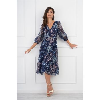 Rochie Leonard Collection bleumarin cu imprimeuri florale