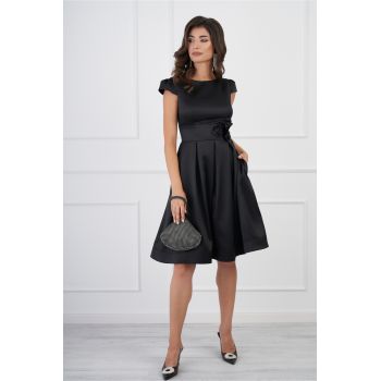 Rochie MBG neagra cu flori in talie