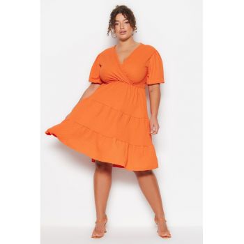 Rochie plus size evazata cu decolteu in V