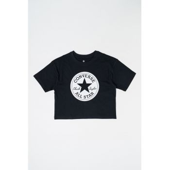 Tricou crop cu imprimeu logo Signature Chuck