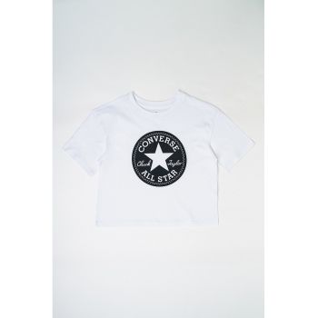 Tricou crop cu imprimeu logo Signature Chuck