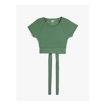 Tricou crop cu snur la terminatie