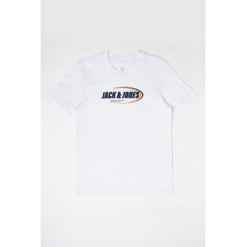 Tricou cu imprimeu logo si decolteu la baza gatului Ray