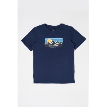 Tricou de bumbac cu decolteu la baza gatului Peak