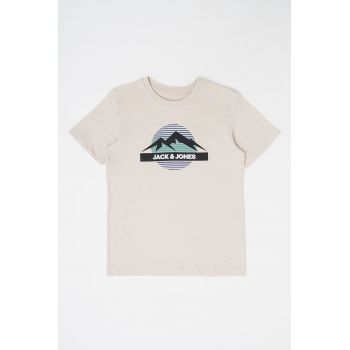 Tricou de bumbac cu decolteu la baza gatului Peak