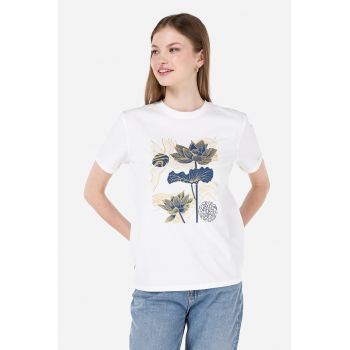 Tricou din bumbac cu model floral