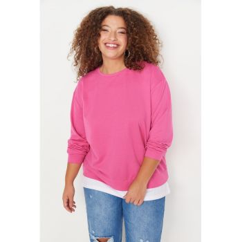 Bluza plus size din amestec de bumbac cu aspect 2in1