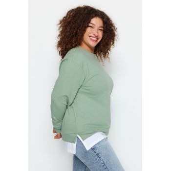 Bluza plus size din amestec de bumbac cu aspect 2in1