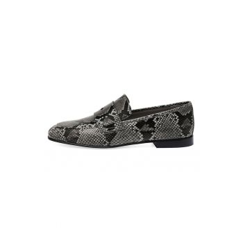 Pantofi loafer de piele cu model piele de reptila