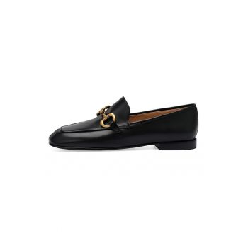 Pantofi loafer de piele cu varf patrat