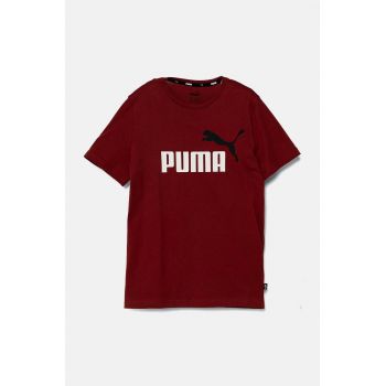 Puma tricou de bumbac pentru copii culoarea bordo, cu imprimeu