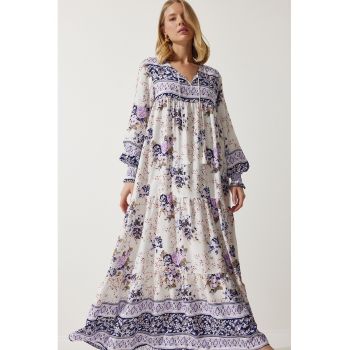 Rochie maxi lejera cu model floral