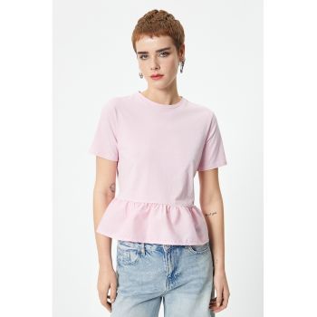 Tricou crop cu peplum