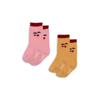 Konges Sløjd sosete copii JAQUARD FRILL SOCKS 2-pack culoarea roz, KS101360