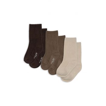 Konges Sløjd sosete copii RIB SOCKS 3-pack culoarea maro, KS101371