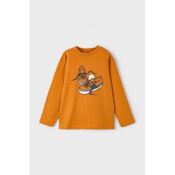 Mayoral longsleeve din bumbac pentru copii culoarea portocaliu, cu imprimeu, 4040