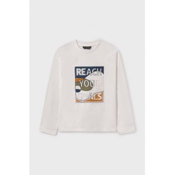 Mayoral longsleeve din bumbac pentru copii culoarea portocaliu, cu imprimeu, 7081