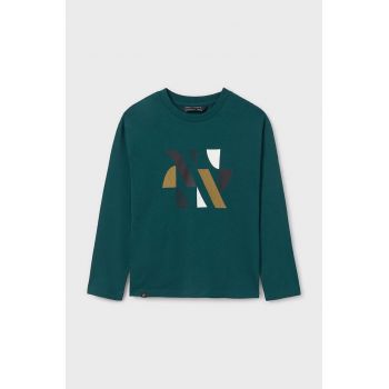 Mayoral longsleeve din bumbac pentru copii culoarea verde, cu imprimeu, 7080