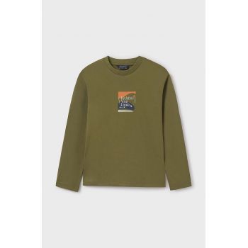 Mayoral longsleeve din bumbac pentru copii culoarea verde, cu imprimeu, 7082