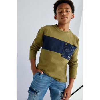 Mayoral longsleeve din bumbac pentru copii culoarea verde, cu imprimeu, 7084