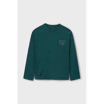 Mayoral longsleeve din bumbac pentru copii culoarea verde, cu imprimeu, 7089