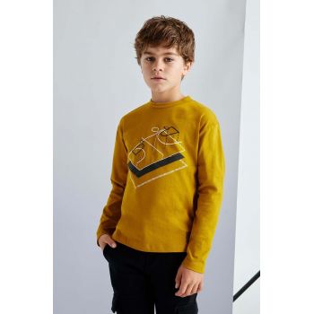 Mayoral longsleeve din bumbac pentru copii culoarea verde, cu imprimeu, 7093