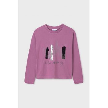 Mayoral longsleeve din bumbac pentru copii culoarea violet, 7016