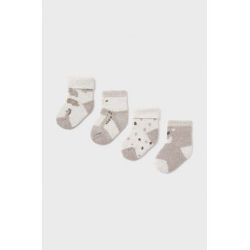 Mayoral Newborn sosete bebe 4-pack culoarea maro, 9759