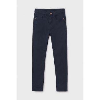 Mayoral pantaloni copii slim fit basic culoarea albastru marin, neted, 582