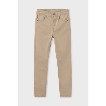 Mayoral pantaloni copii slim fit basic culoarea bej, neted, 582