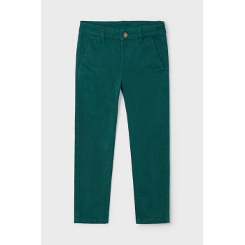 Mayoral pantaloni de bumbac pentru copii culoarea verde, neted, 513