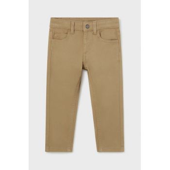 Mayoral pantaloni de bumbac pentru copii slim fit basic culoarea bej, neted, 563