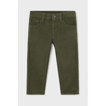 Mayoral pantaloni de bumbac pentru copii sztruks slim fit basi culoarea verde, neted, 502