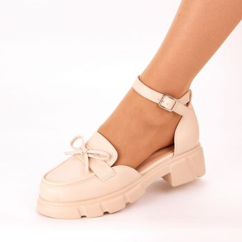 Pantofi Casual Dama Crem Cu Bareta Annie la reducere