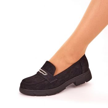 Pantofi Casual Dama Negri Piele Ecologica Intoarsa Divas