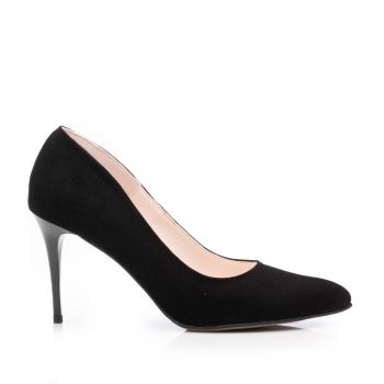 Pantofi stiletto damă din piele naturală - 3527 Negru Velur