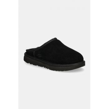 UGG papuci din piele intoarsa pentru copii KIDS' CLASSIC SLIP-ON culoarea negru, 1161030K