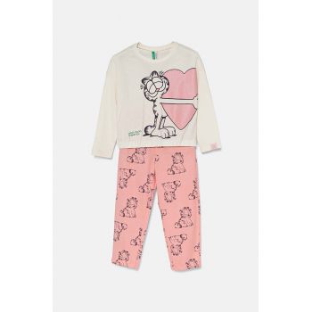 United Colors of Benetton pijama copii culoarea bej, modelator, 3Y5E0P06V